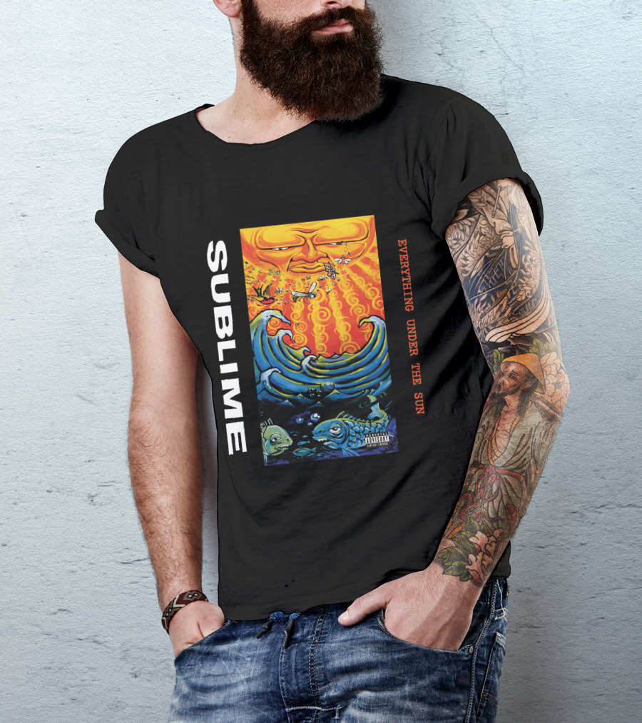 Sublime Everything Under The Sun Waves And Fish Artwork T-Shirt