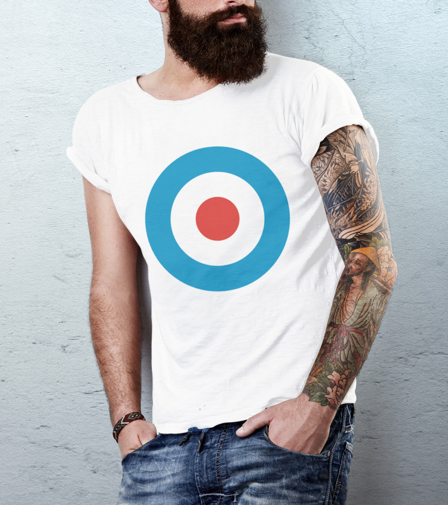 Mod Target Symbol Design With Red Circle Blue Outer Ring T-Shirt