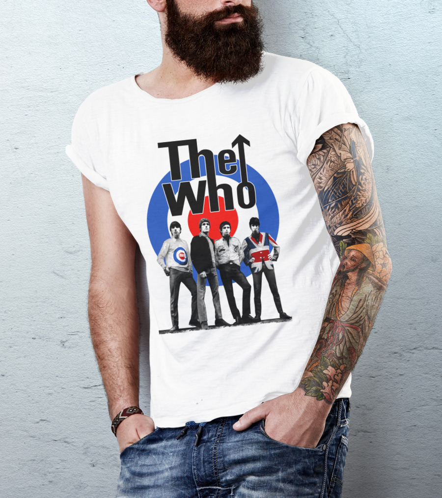 The Who Band Members With British Mod Target T-Shirt