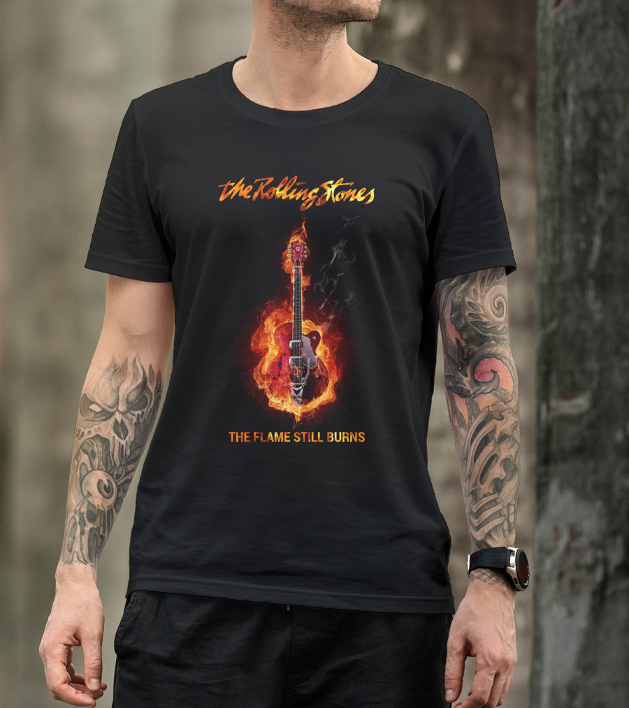 The Rolling Stones The Flame Still Burns Fiery Guitar T-Shirt