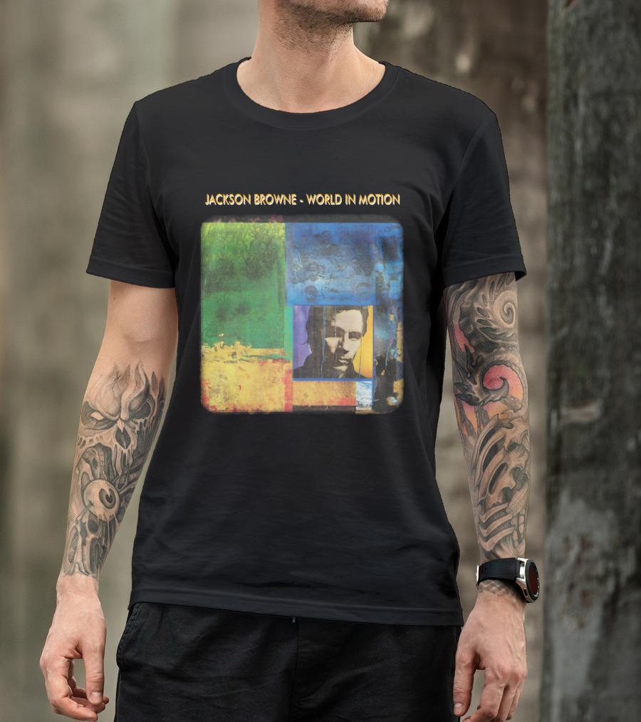 Jackson Browne World In Motion Album Cover Collage T-Shirt