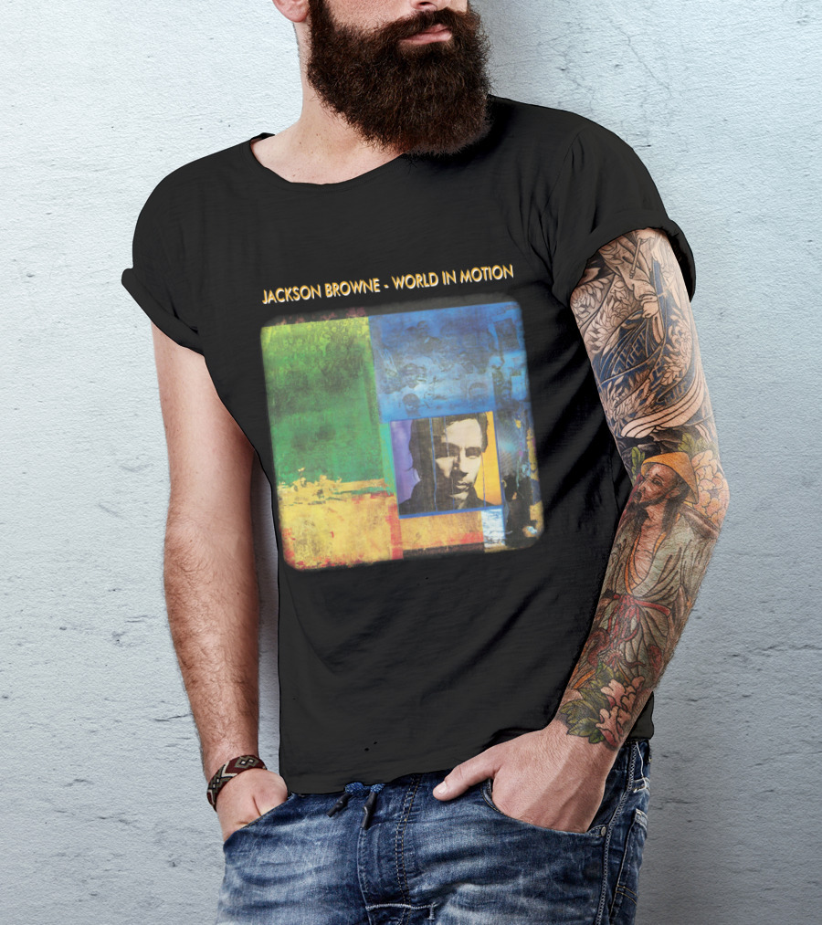 Jackson Browne World In Motion Album Cover Collage T-Shirt