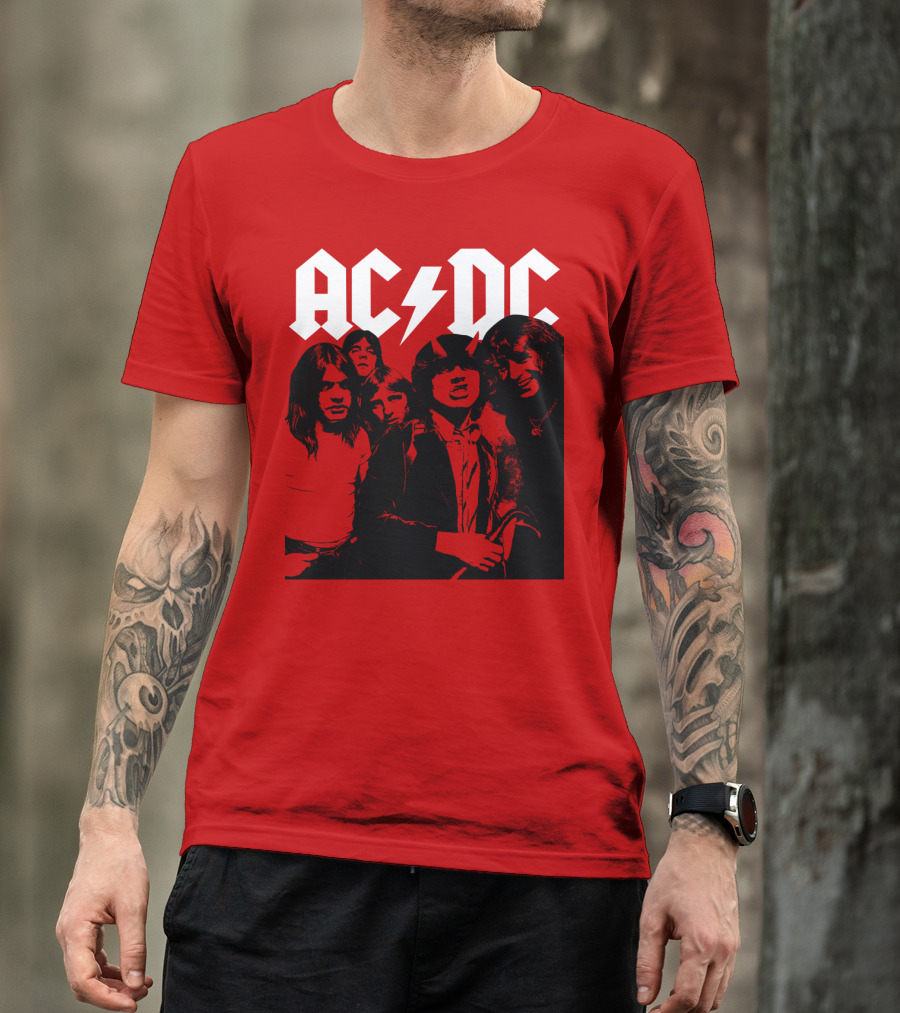 Acdc Band Classic Members Black And White Photo Vintage Style T-Shirt