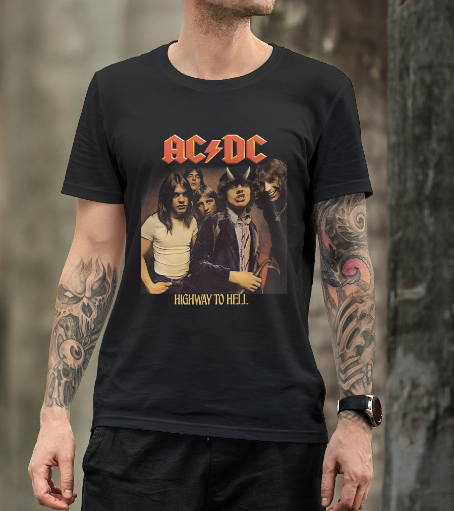 Ac/Dc Highway To Hell Band Members Classic Album Cover T-Shirt