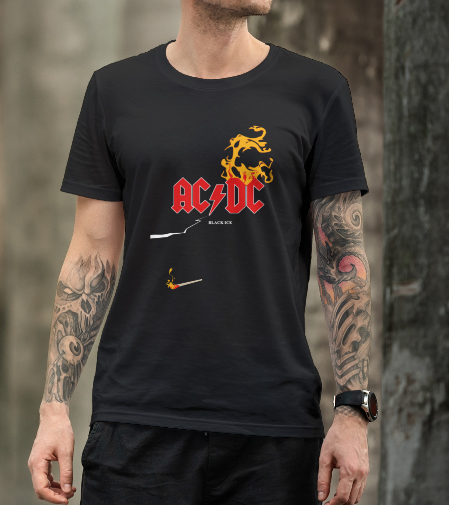 Acdc Black Ice Flame With Matchstick T-Shirt