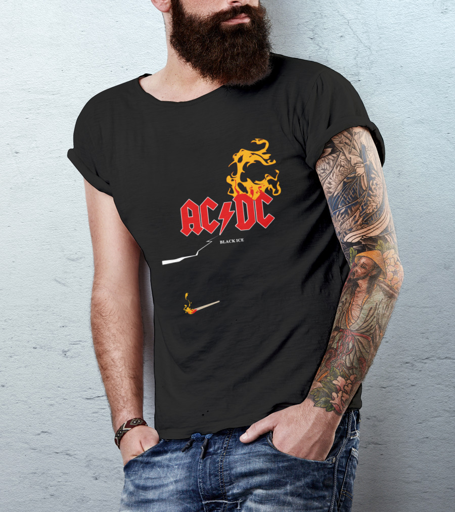 Acdc Black Ice Flame With Matchstick T-Shirt