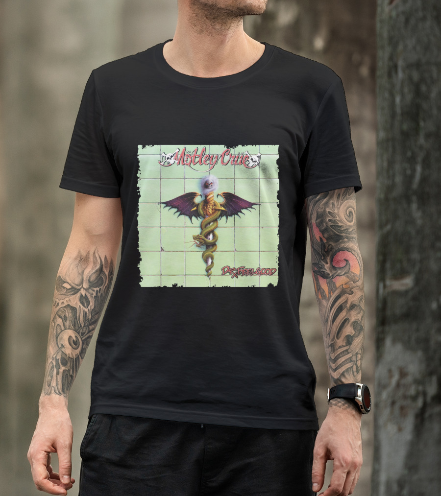 Mötley Crüe Dr. Feelgood Winged Caduceus Snake T-Shirt