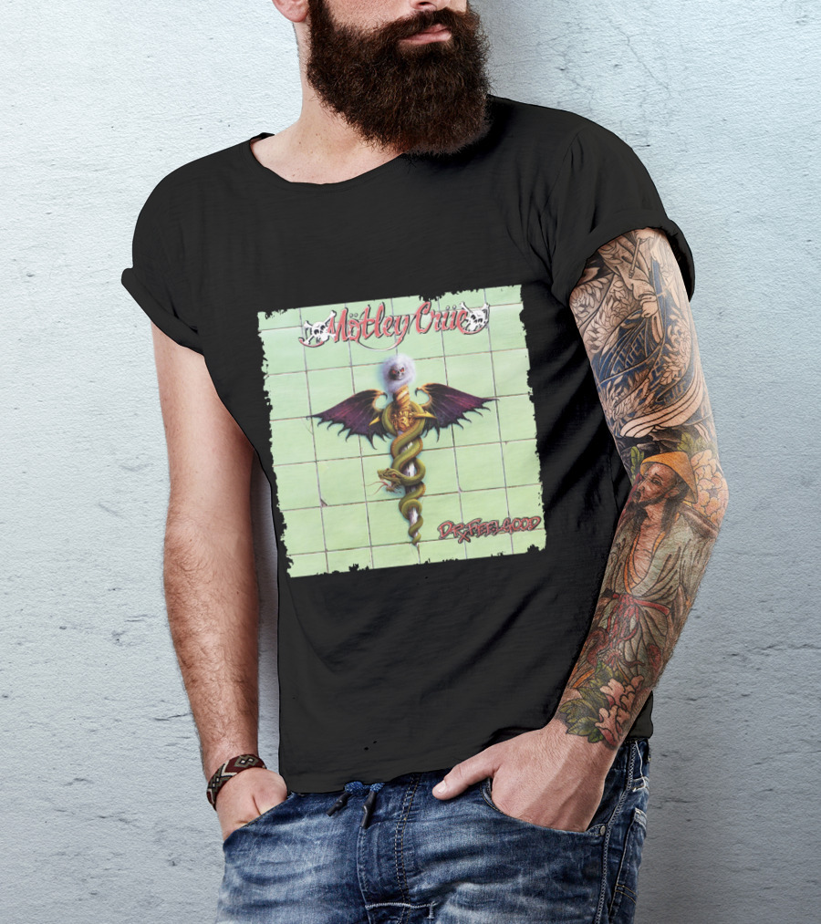 Mötley Crüe Dr. Feelgood Winged Caduceus Snake T-Shirt
