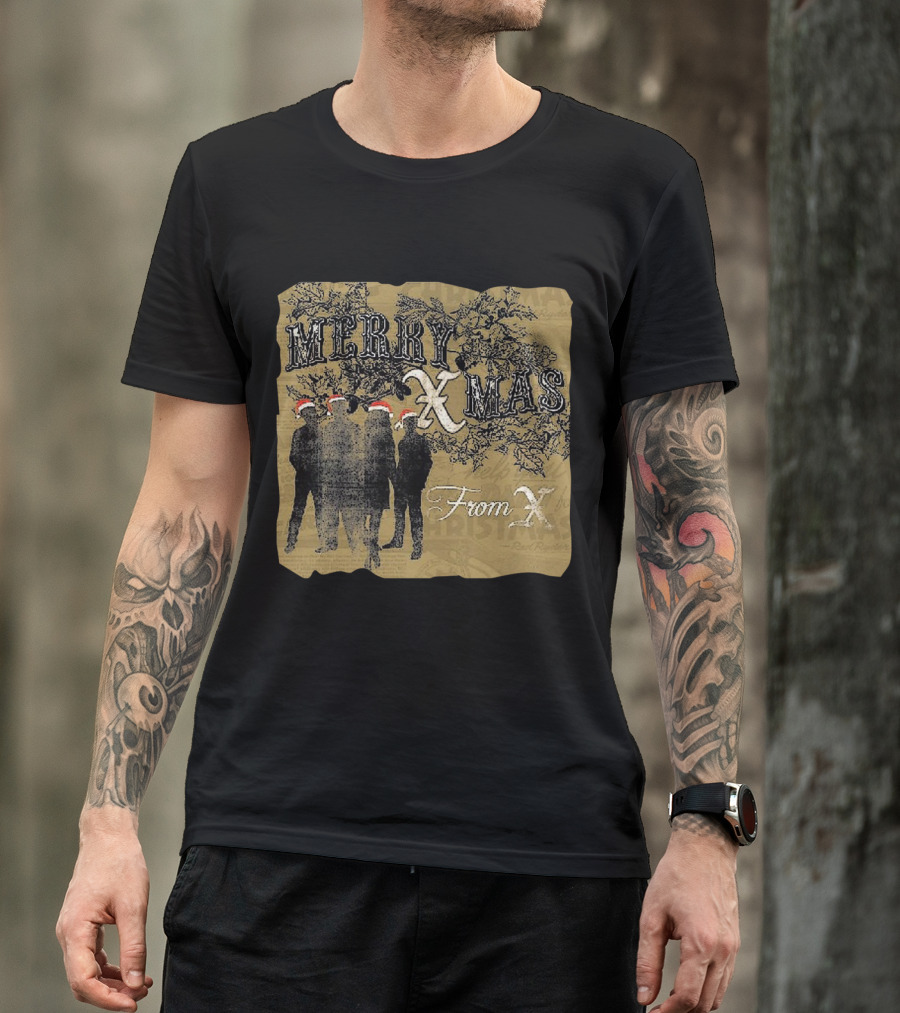 Merry Xmas From X Santa Hat Silhouettes T-Shirt
