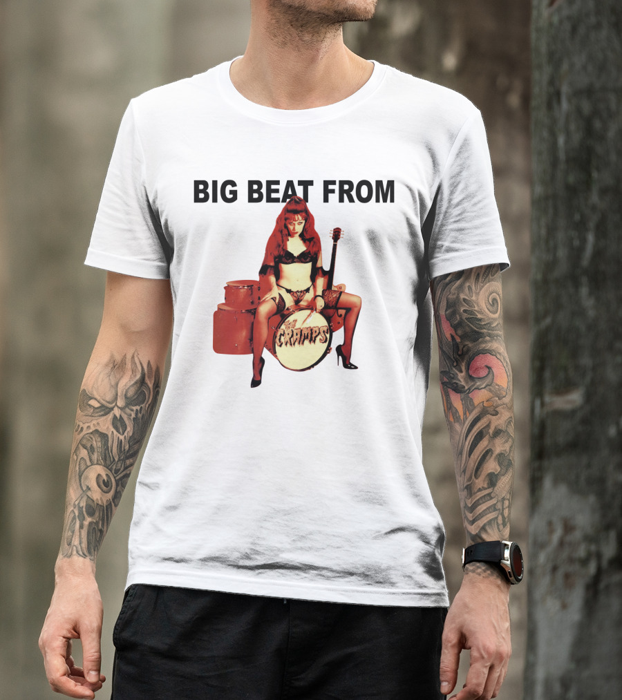 Big Beat From Badsville Cramps Tcr 18 Drummer Pinup T-Shirt
