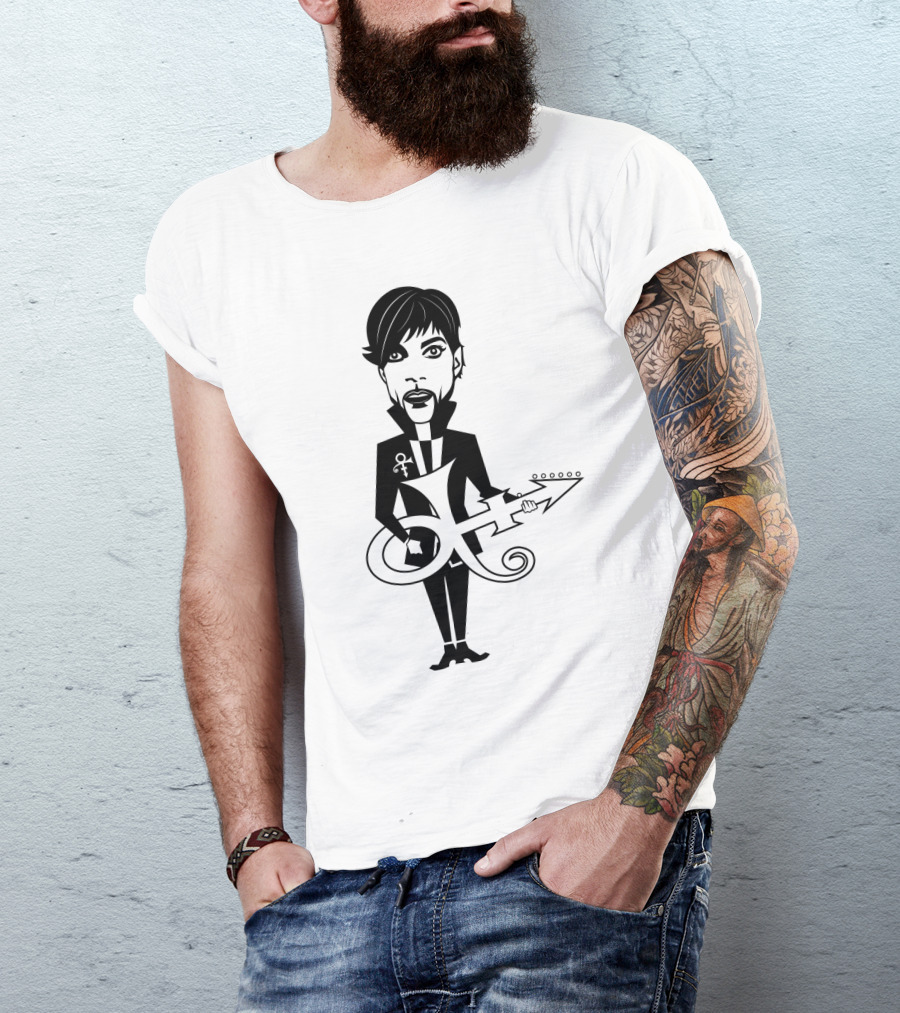 Pr 17 Prince Symbol With Guitar Caricature T-Shirt