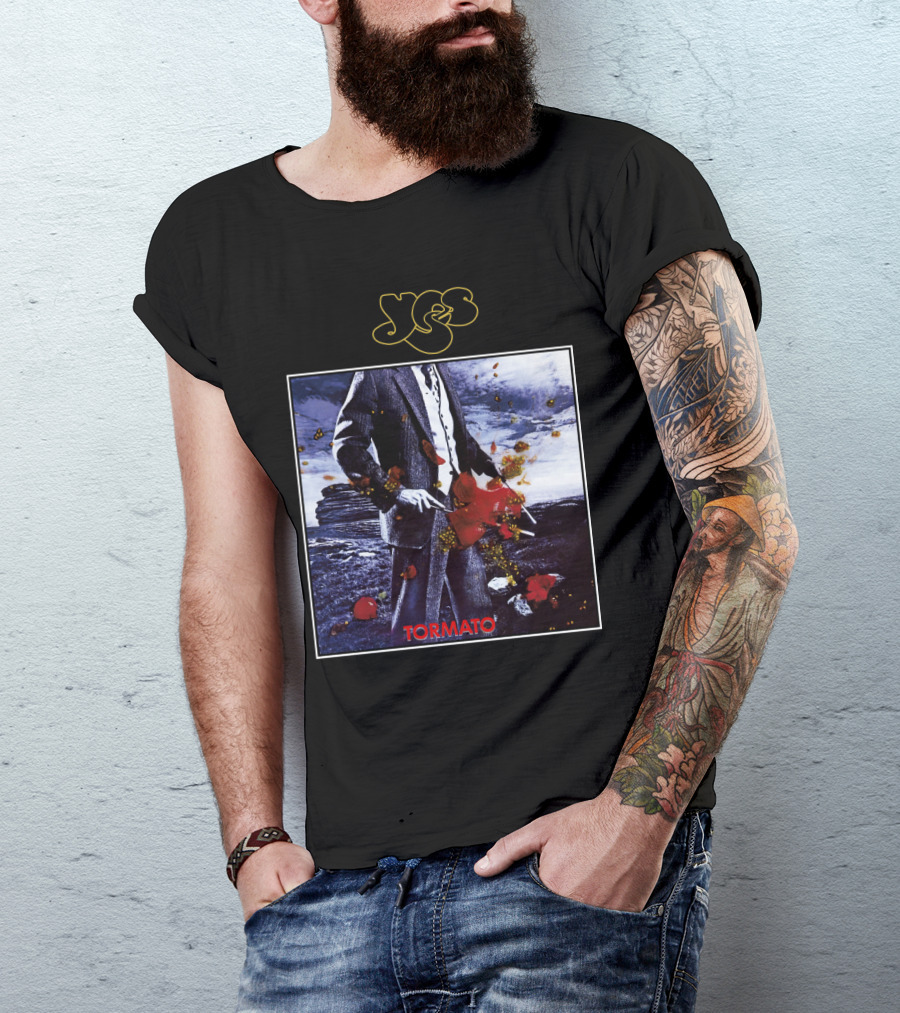 Yes Tormato Album Cover Art With Suit And Tornado T-Shirt