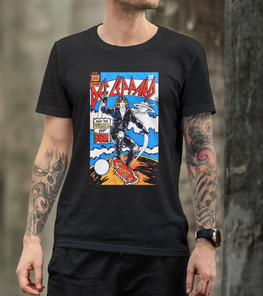 Def Leppard And The Women Of Doom Comic Style Artwork T-Shirt