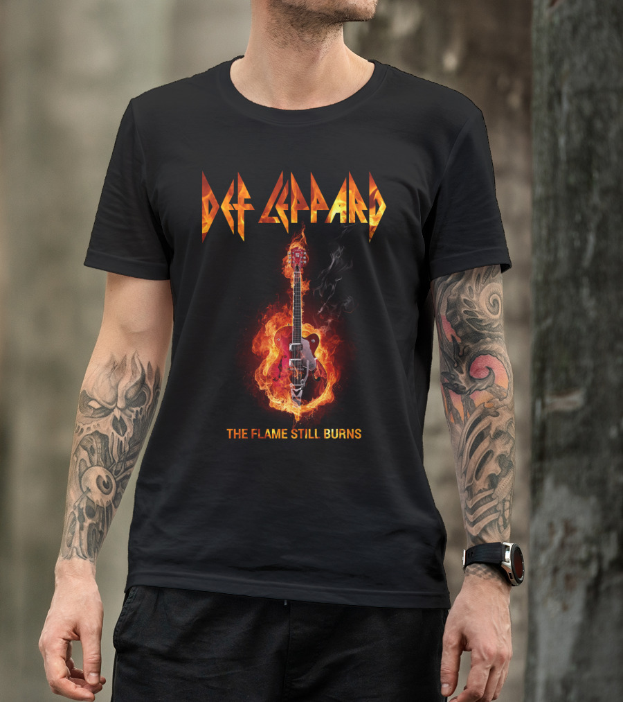 Def Leppard The Flame Still Burns Guitar Fire T-Shirt