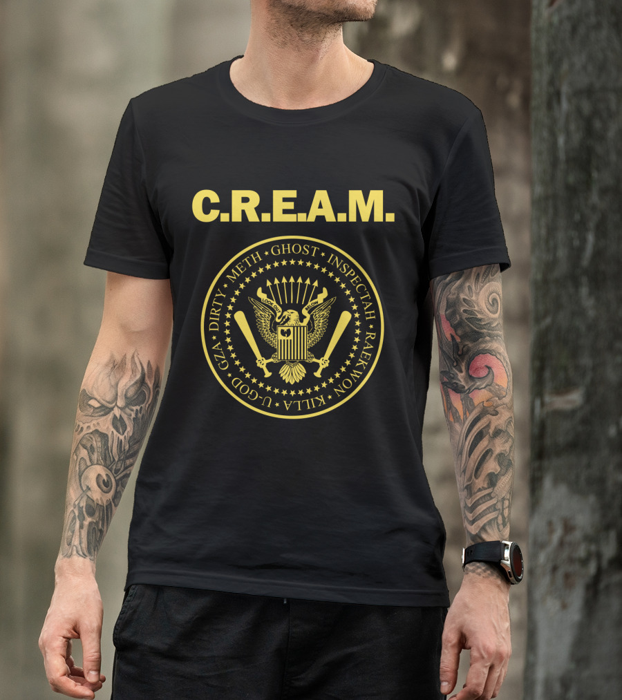 C.r.e.a.m. Wu-Tang Clan Emblem Featuring Ghost Inspectah Raekwon Killa U-God Gza Dirty Meth T-Shirt