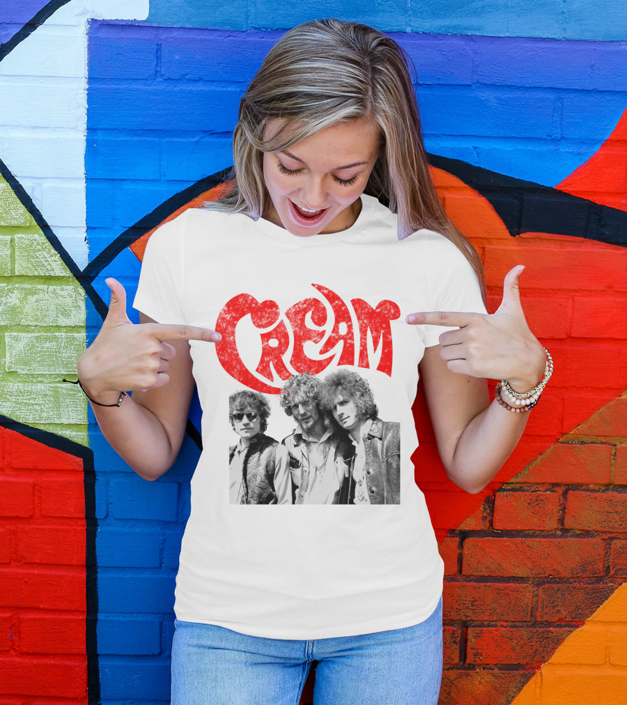 Cream Retro Band Photo Red T-Shirt