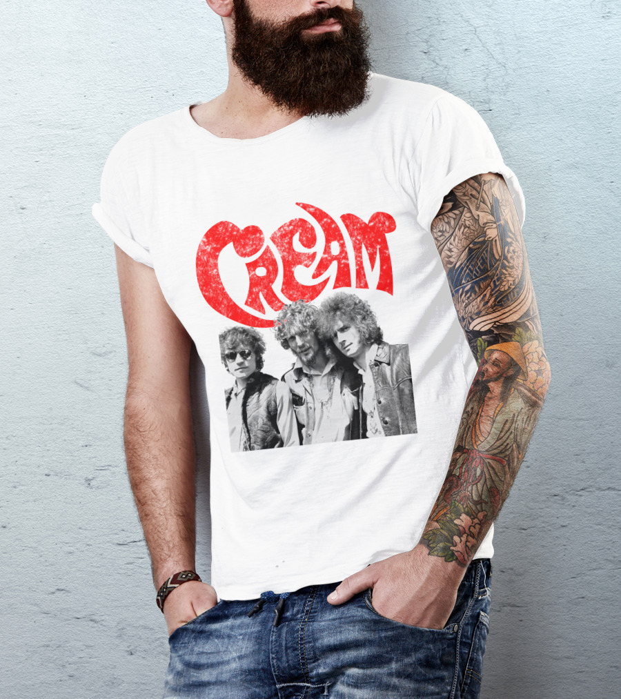 Cream Retro Band Photo Red T-Shirt