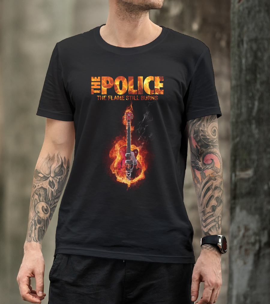 The Police The Flame Still Burns Guitar Fire T-Shirt