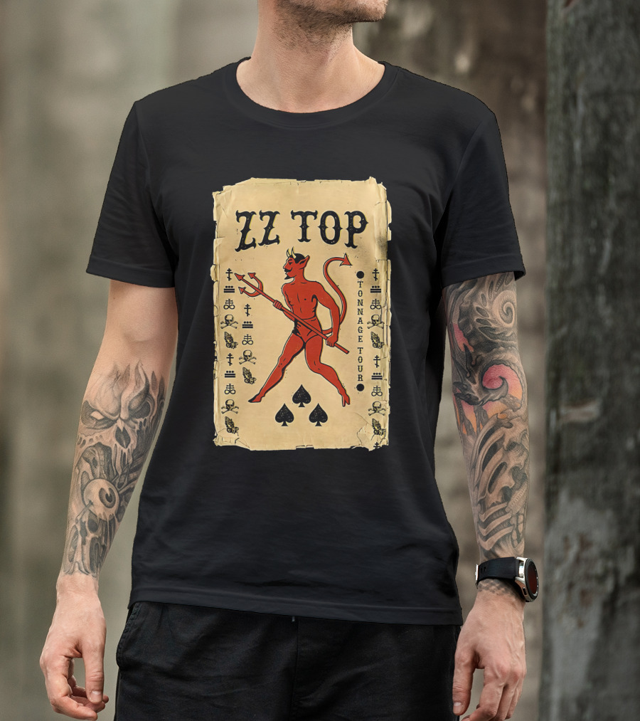 Zz Top Tonnage Tour Devil Playing Cards T-Shirt