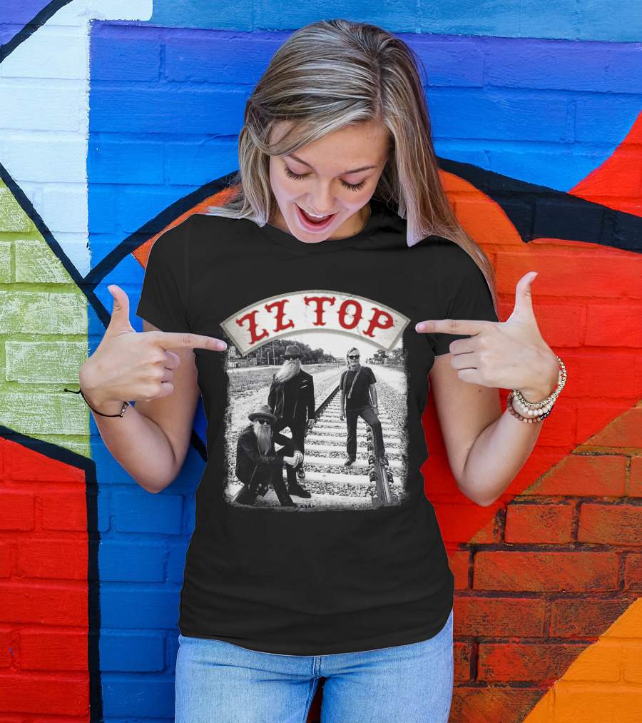 Zz Top Band On Railroad Tracks T-Shirt