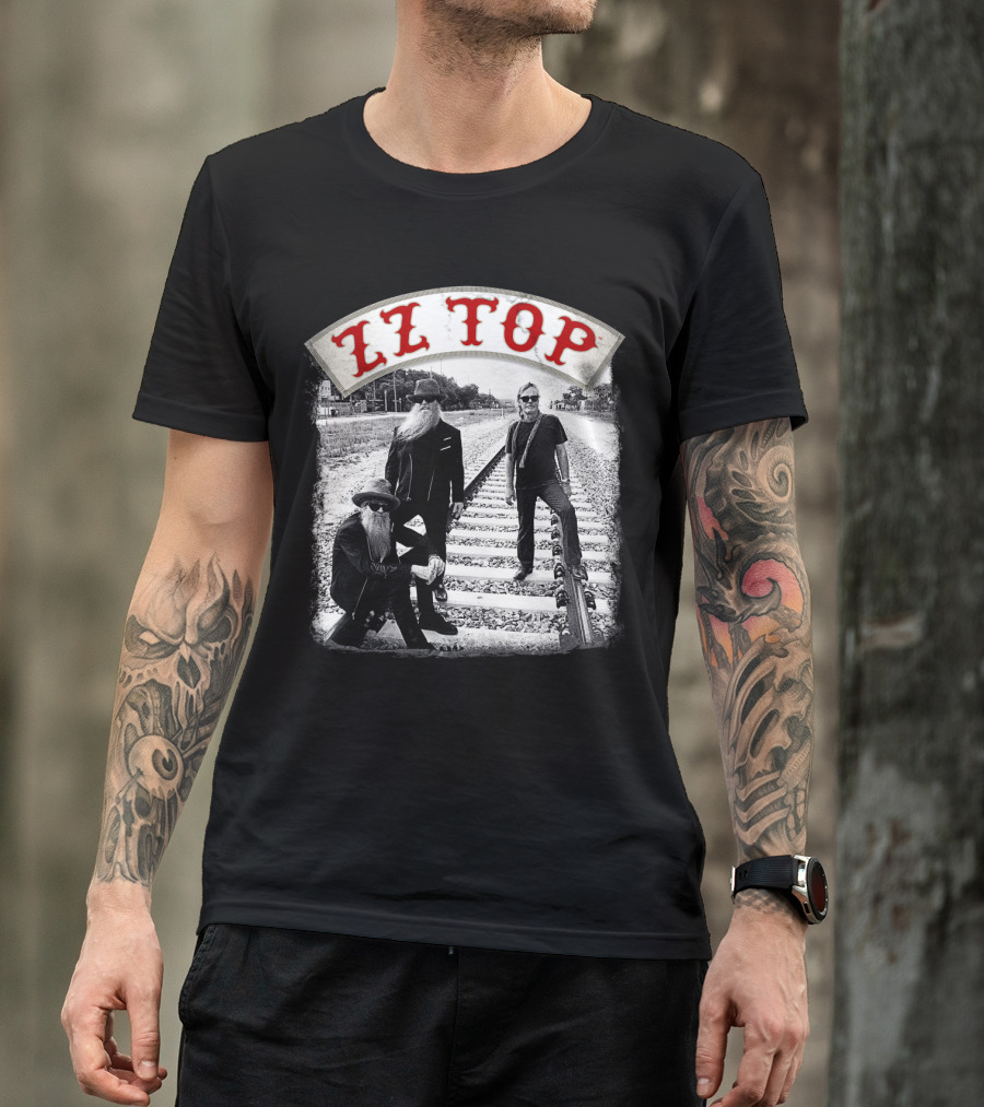Zz Top Band On Railroad Tracks T-Shirt