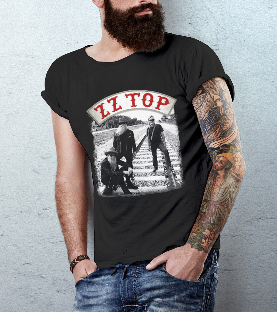 Zz Top Band On Railroad Tracks T-Shirt