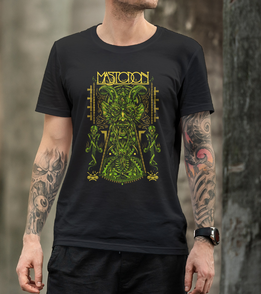 Mastodon Green Demonic Creature With Horns And Mystical T-Shirt