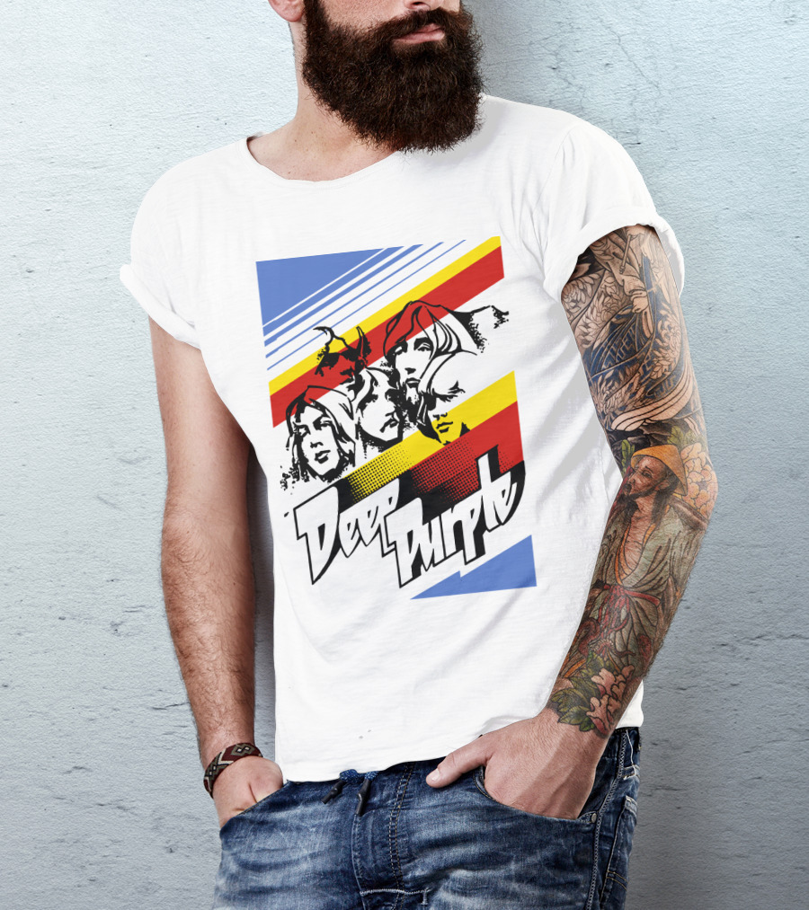 Deep Purple Band Retro Stripes T-Shirt
