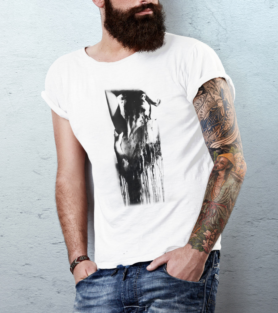 Inked Abstract Monochrome Figure T-Shirt
