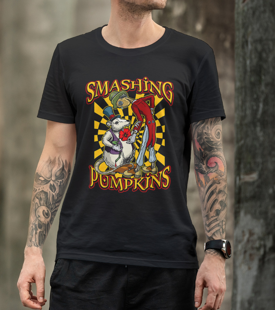 Smashing Pumpkins Alice In Wonderland Style Mad Hatter And White Rabbit T-Shirt