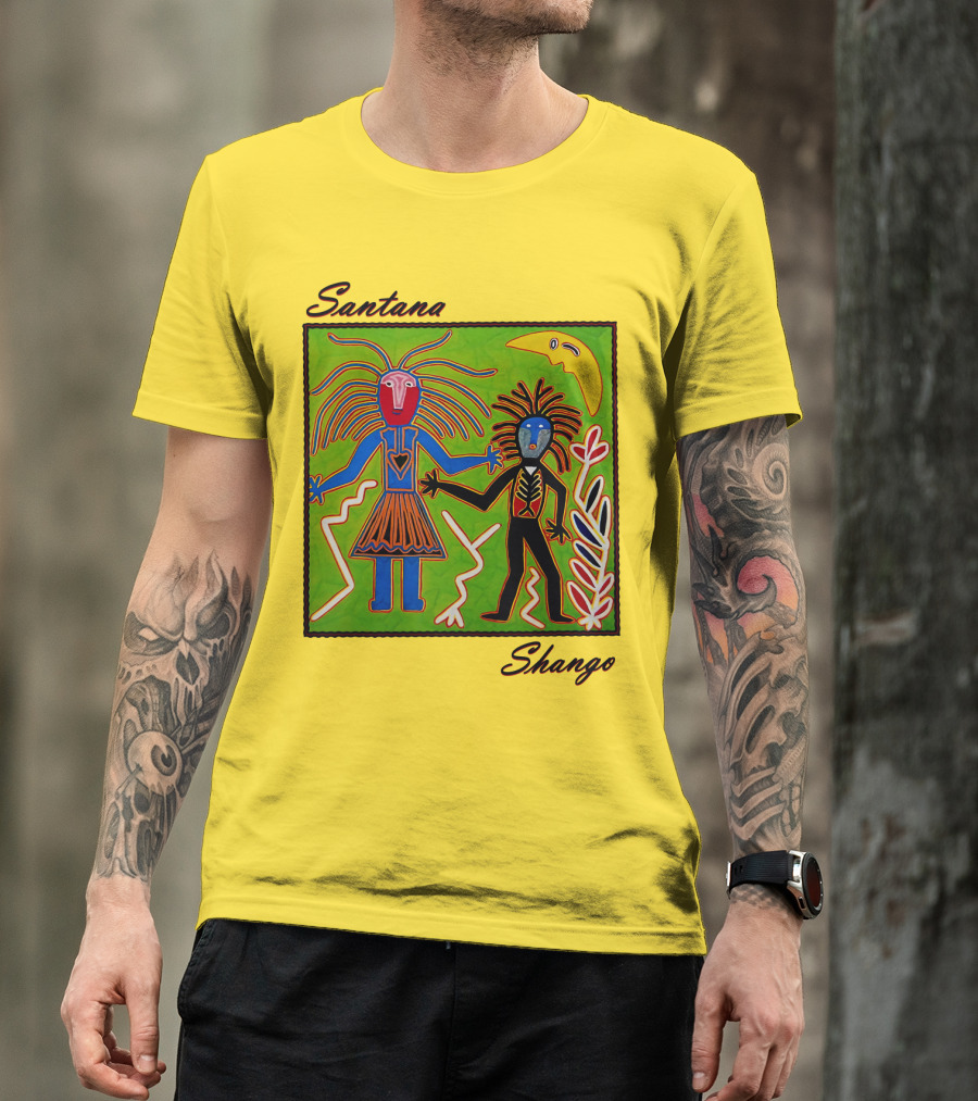Santana Shango Colorful Tribal Art With Moon And Figures T-Shirt