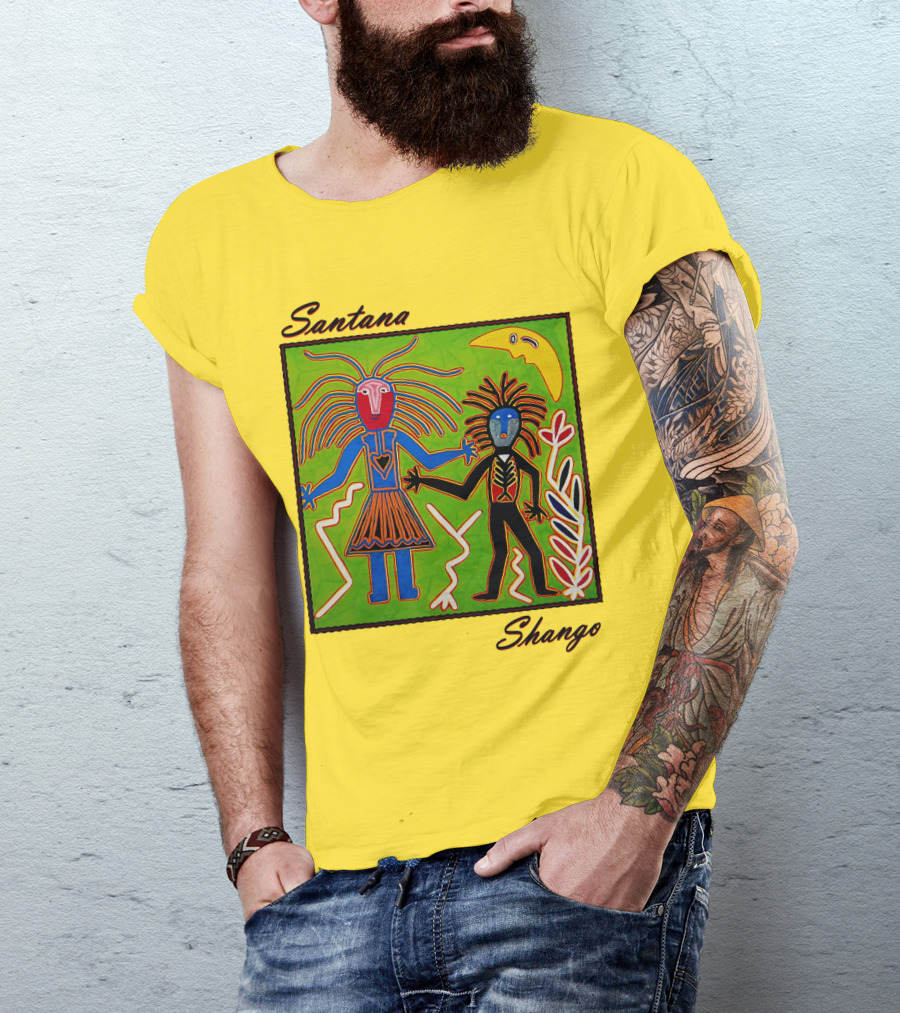 Santana Shango Colorful Tribal Art With Moon And Figures T-Shirt