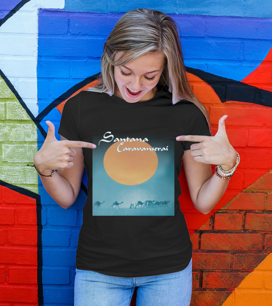 Santana Caravanserai Desert Caravan Under Orange Moon T-Shirt