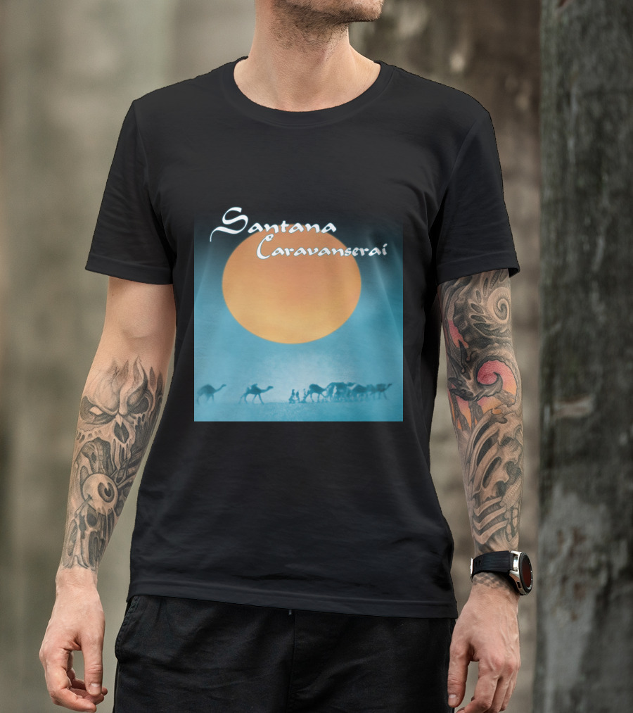 Santana Caravanserai Desert Caravan Under Orange Moon T-Shirt