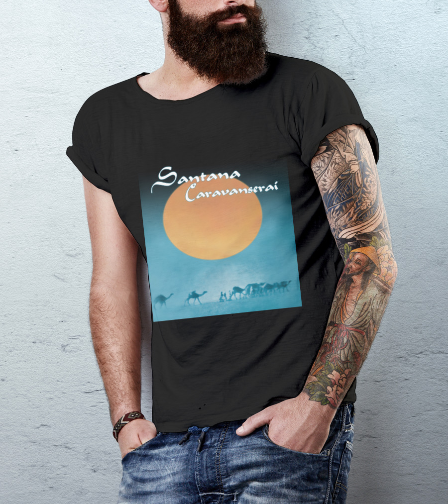 Santana Caravanserai Desert Caravan Under Orange Moon T-Shirt