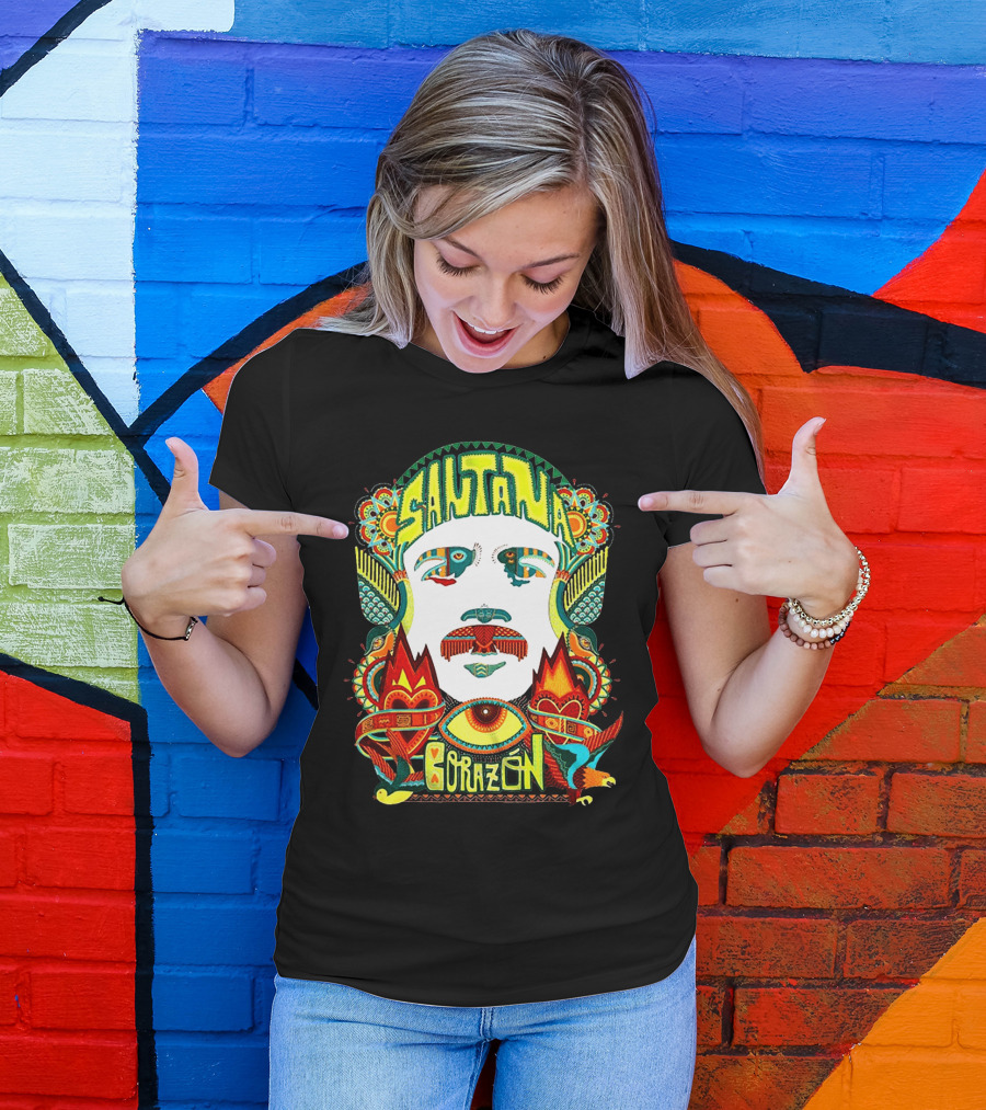 Santana Corazón Psychedelic Art Face T-Shirt