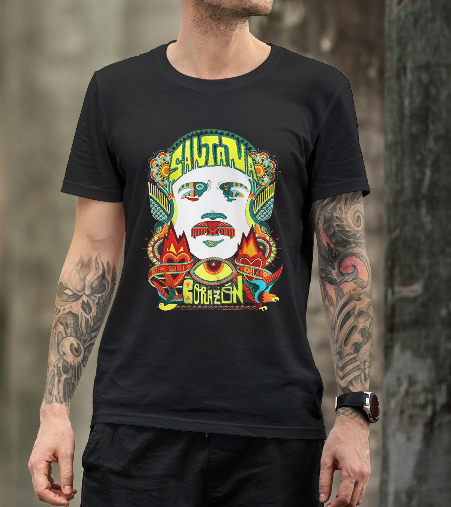Santana Corazón Psychedelic Art Face T-Shirt
