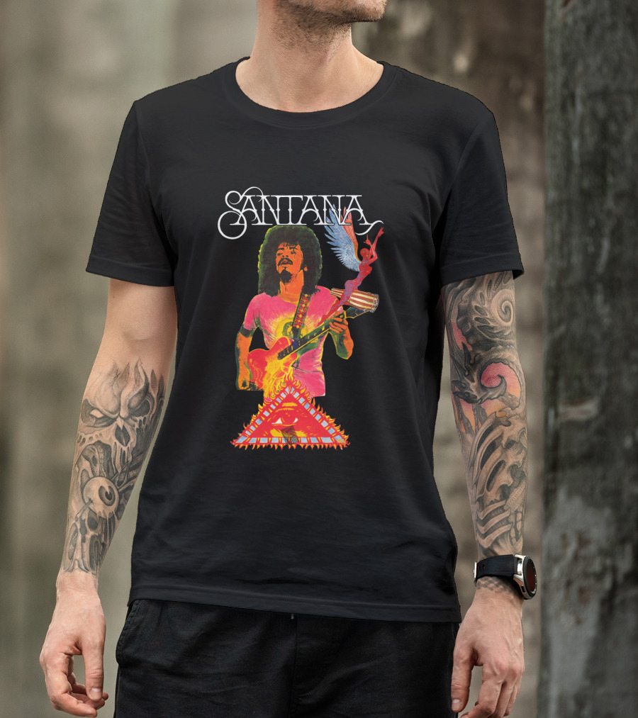 Santana Guitar Art With Angel And Pyramid T-Shirt