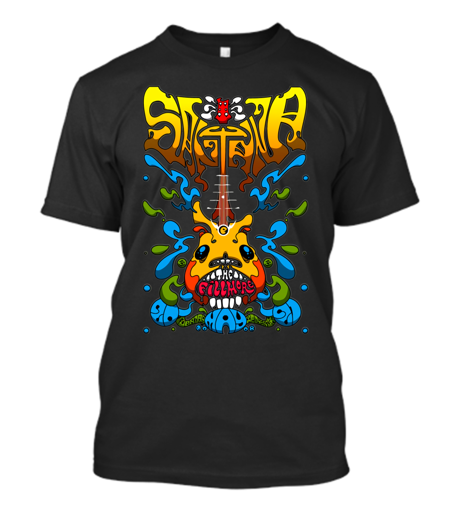 Santana The Fillmore 1968 Psychedelic Guitar Art T-Shirt