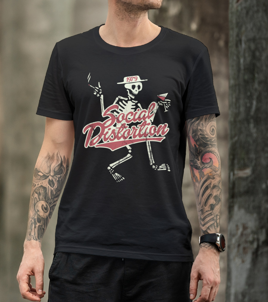Social Distortion 1979 Skeleton Smoking And Drinking T-Shirt