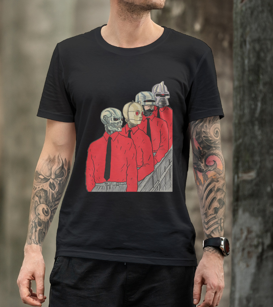 Robots In Red Shirts Black Ties T-Shirt