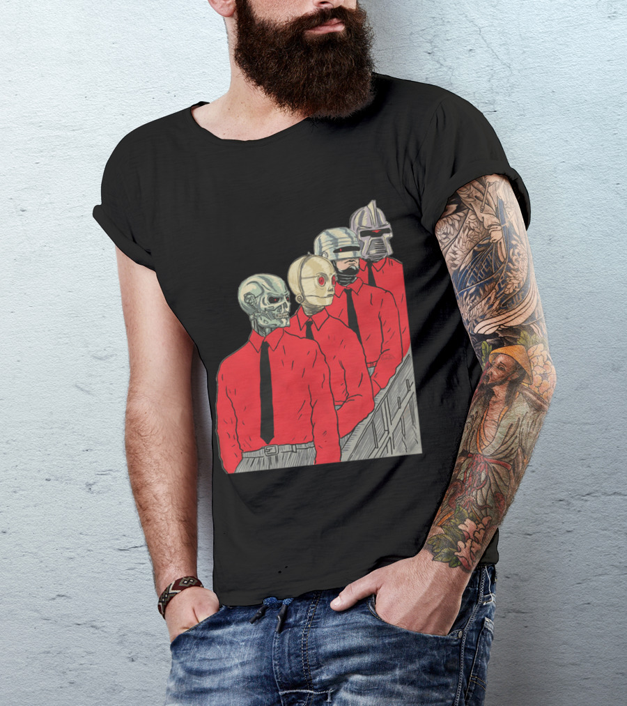 Robots In Red Shirts Black Ties T-Shirt