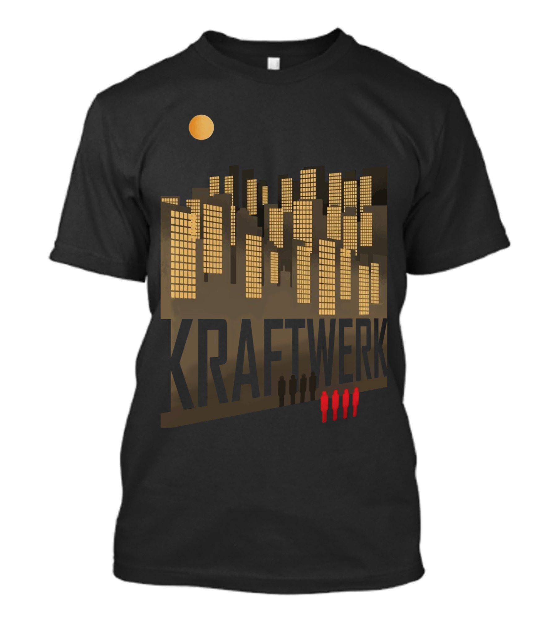 Kraftwerk Cityscape With Moon And Four Silhouettes T-Shirt