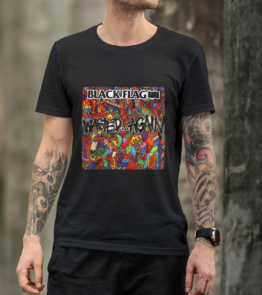 Black Flag Wasted Again Psychedelic Artwork T-Shirt