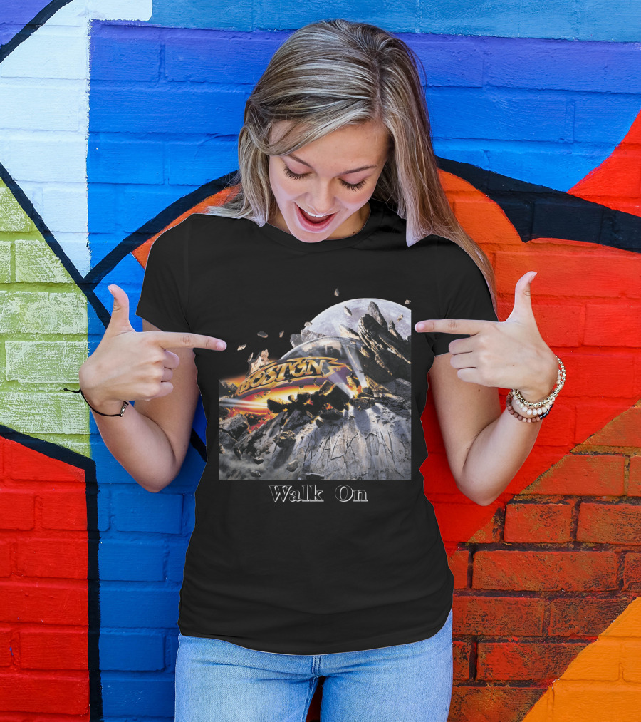 Boston Walk On Rock Explosion Moon Scene T-Shirt