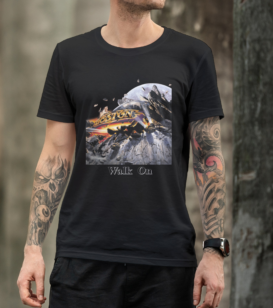 Boston Walk On Rock Explosion Moon Scene T-Shirt