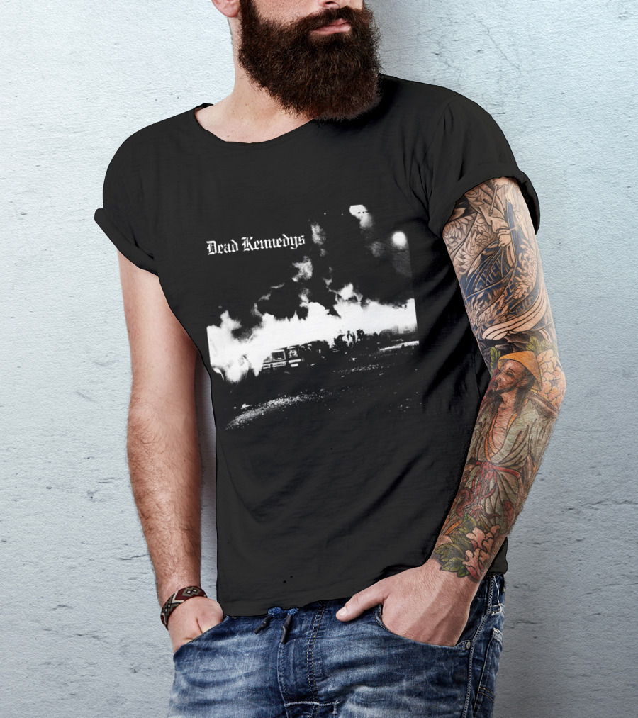 Dead Kennedys Riots And Flames Black And White Scene T-Shirt