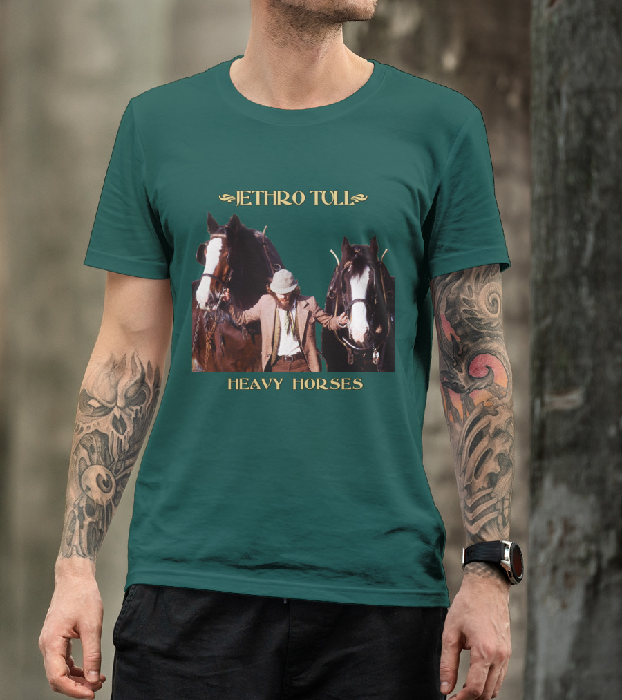 Jethro Tull Heavy Horses Album Cover With Horses And Figure T-Shirt