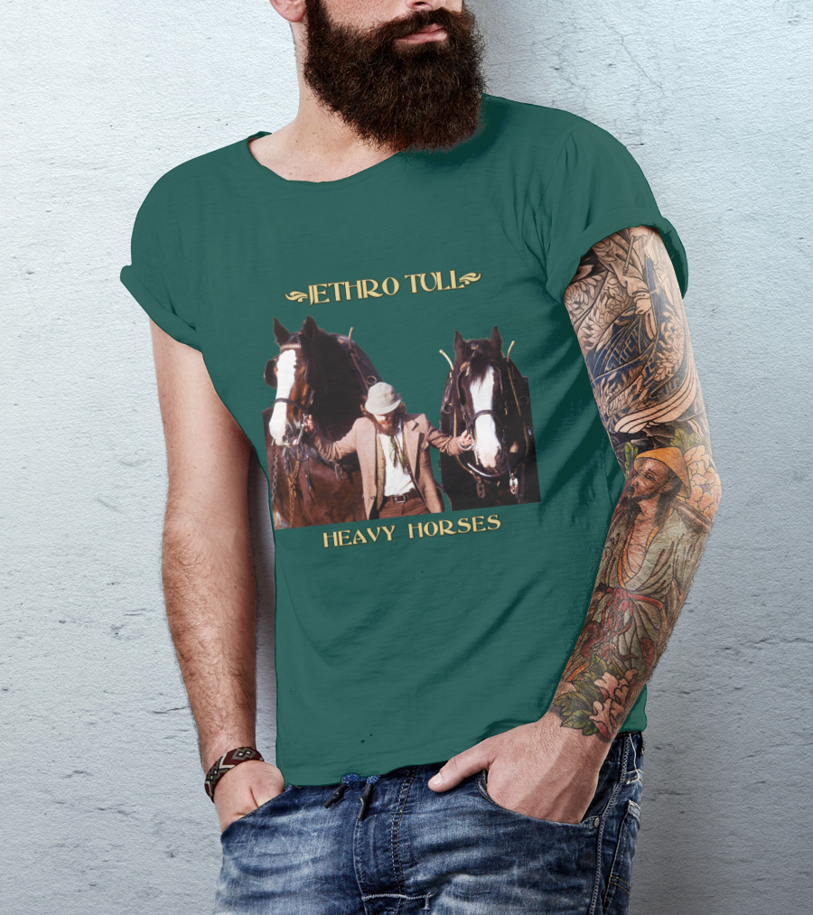 Jethro Tull Heavy Horses Album Cover With Horses And Figure T-Shirt