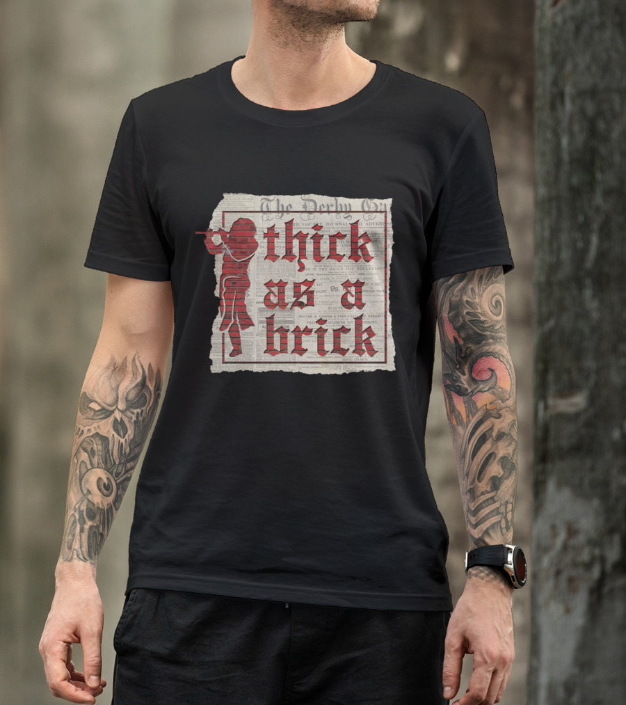 Thick As A Brick Newspaper Design With Silhouette T-Shirt